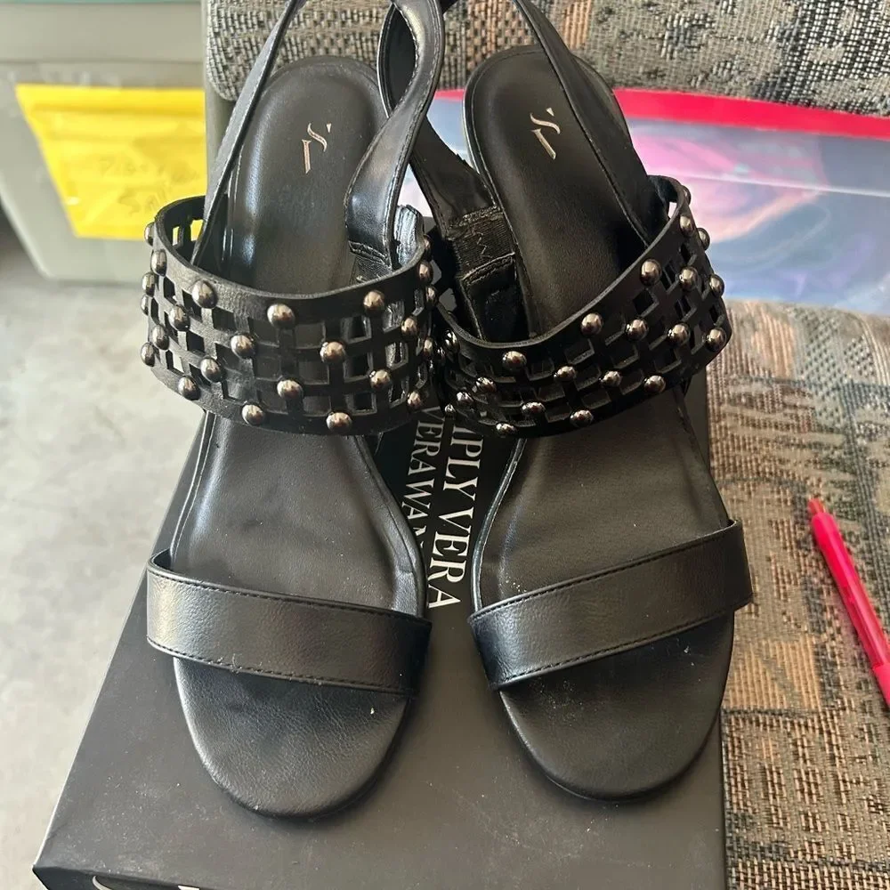 Simply Vera Vera Wang Black Wedge Shoes with Studded Details